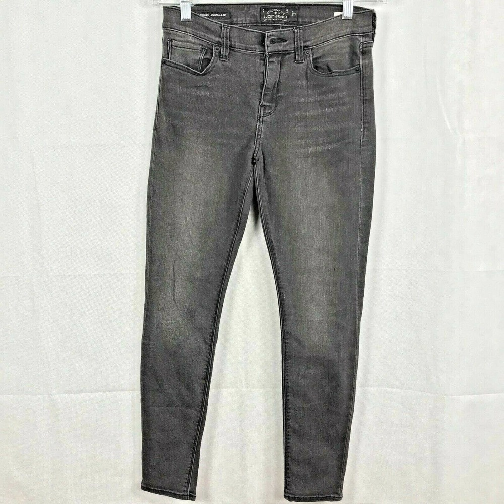 Lucky Brand Jeans Womens Sz 4 27 Black Gray Brooke Legging Distressed Skinny